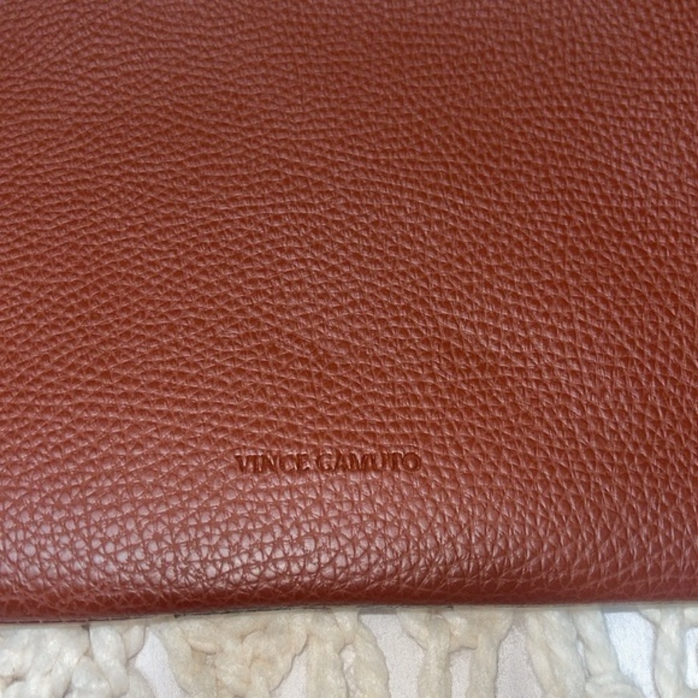 Vince Camuto Pebble Brown leather with black leather strip shoulder bag. - Picture 6 of 7
